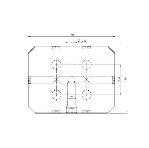 Lang Technik Quick•Point® 52 Plate, rectangular, 150×116×27 mm, without mounting bores 
