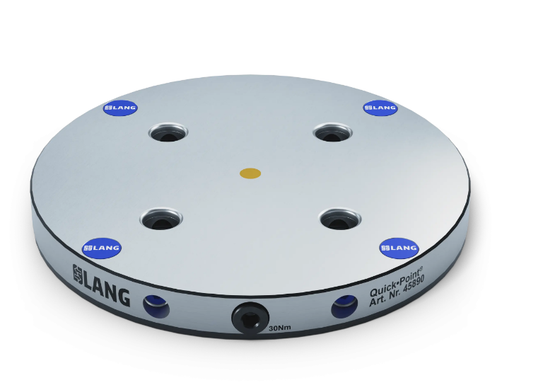 Lang Technik Quick•Point® 96 Round Plate, Ø 246×27 mm, with mounting bores for machine tables with cross grooves