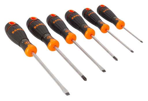 BahcoFit Tornavida seti, 6 parça. Düz ve Phillips vidalar için