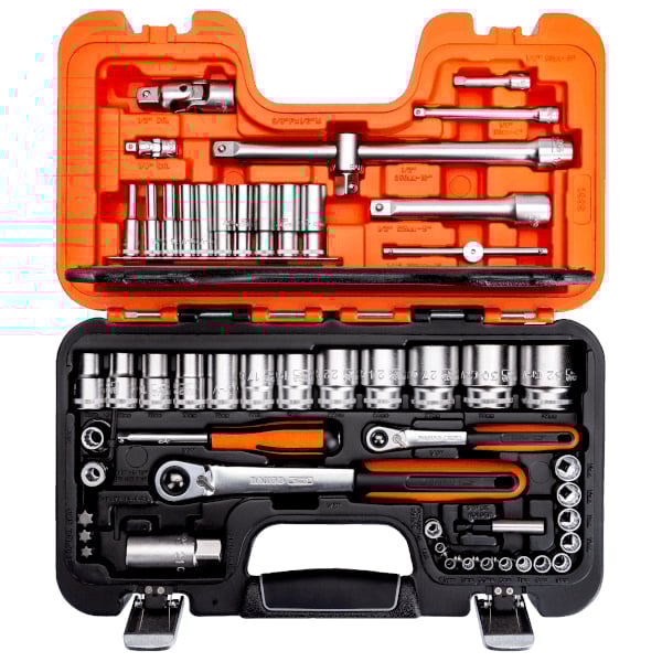 1/4'' ve 1/2'' lokma takımları, 56 parça. Çift altıgen lokmalar