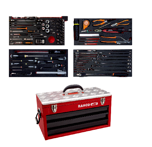 [1483KHD3RB-FF1] 1483KHD3RB metalik çanta, 129 adet alet ile birlikte