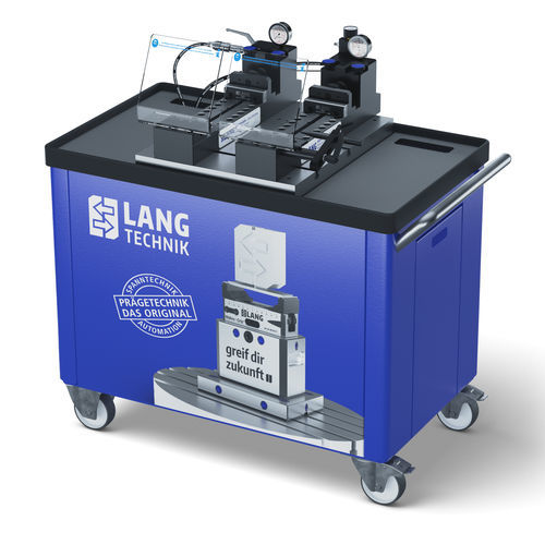 [41402-HE ] Lang Technik Trolley with Makro•Grip® Dual Stamping Unit, Extended, on T-slot plate, with High-End Stamping Jaws 