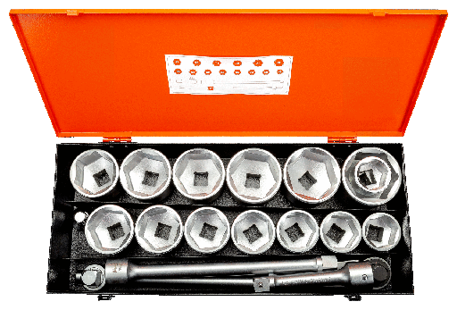 [9540MBL] Bahco 1'' Lokma takımı. Metal kutu