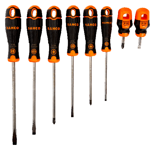 [B219.008] Bahco BahcoFit Tornavida seti, 8 parça. Düz ve Phillips vidalar için