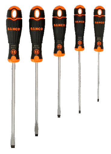 [B219.045] BahcoFit Kauçuk Saplı Oluklu Tornavida Seti - 5 Adet