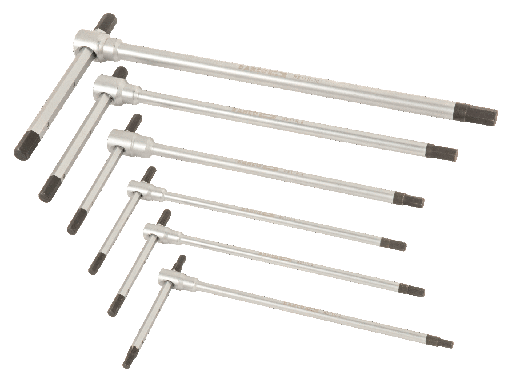 [BE1TH-S6] 2,5-3-4-5-6 & 8 mm Allen - Altıgen başlı vidalar için 6'lı T-Kol seti