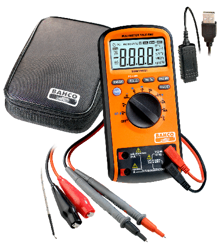 [BMMTRMS1] Bahco Multimetre Digital, Otomatik kademeli, True RMS 1000V ve PCye bağlanma
