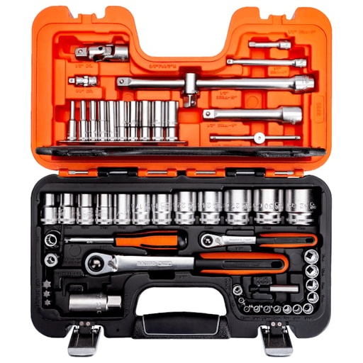 [S560] 1/4'' ve 1/2'' lokma takımları, 56 parça. Çift altıgen lokmalar